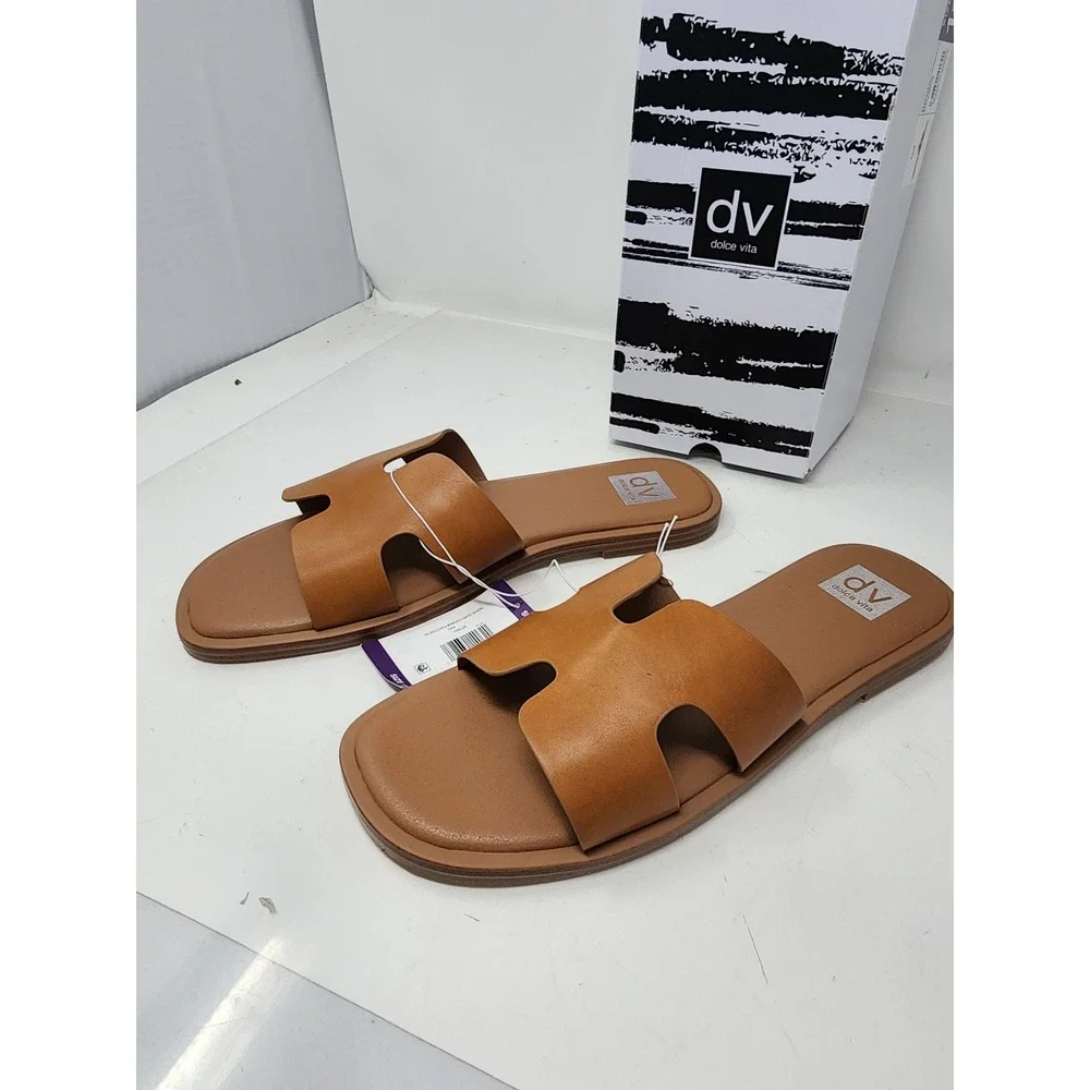 DV Dolce Vita Hollie Tan H-Band Slide Sandals‎ Womens Size 11 Flat Summer Shoes